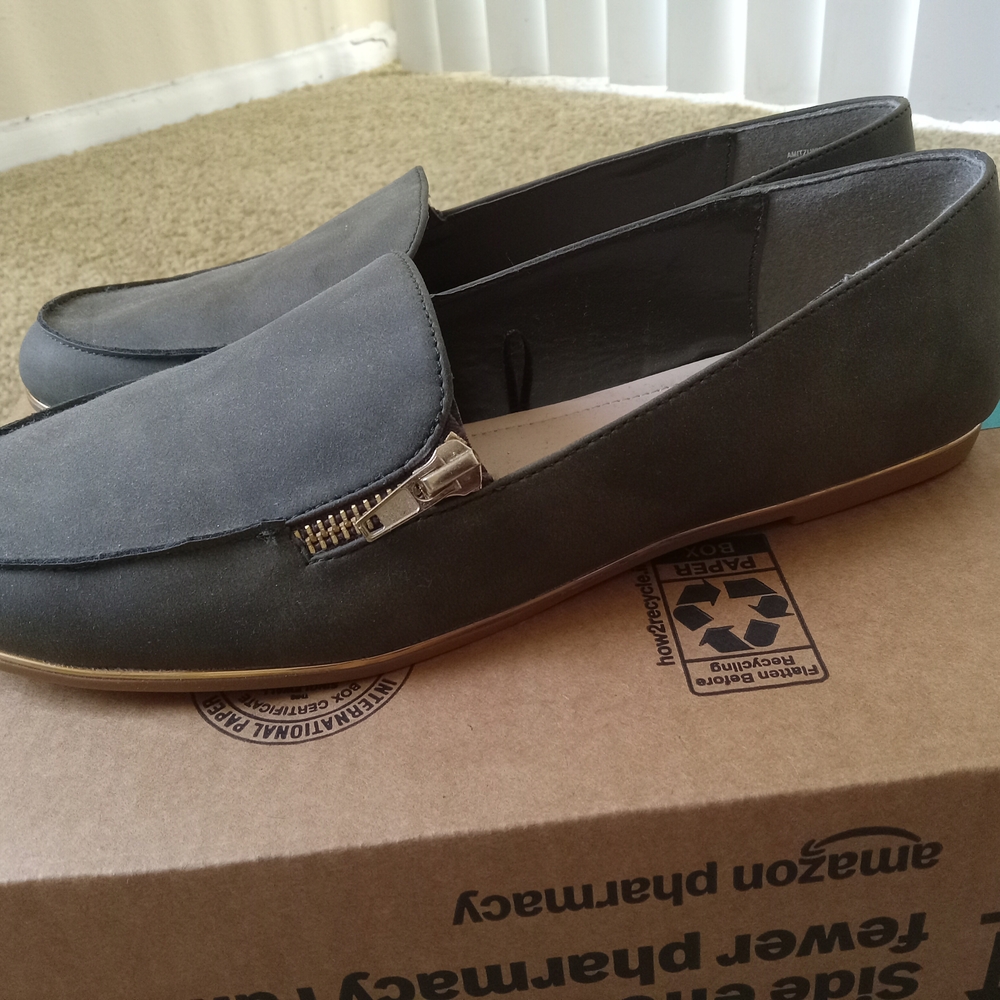 Gray Loafers with Zipper Detail
